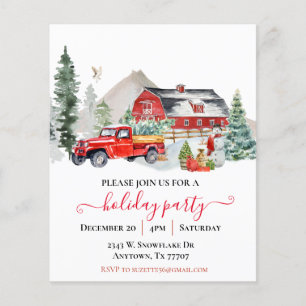 Aquarellmauer LKW Rustikales Weihnachtsfest Party Flyer