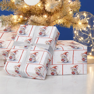 Aquarellmäuse in Schneeflocken Geschenkpapier