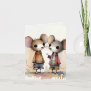 Aquarellmäuse mit Kleidung Karte
