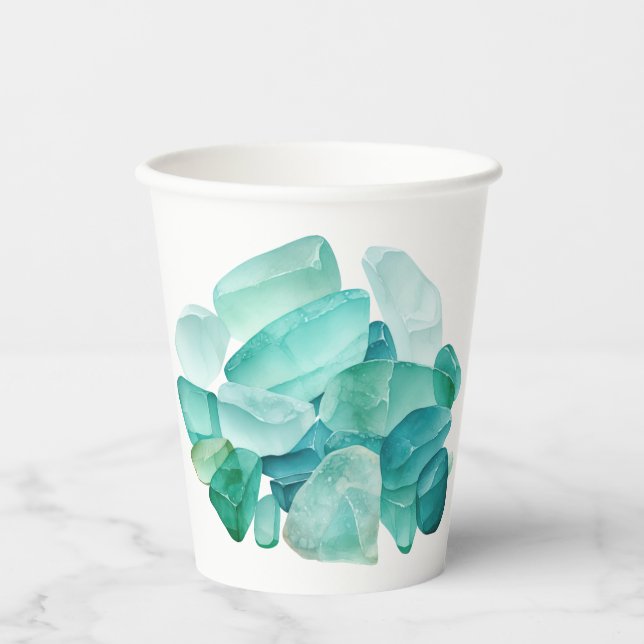 Aquarellmeerglas Beach Lover Pappbecher (Vorderseite)