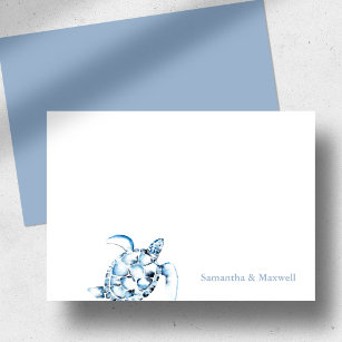 Aquarellmeerschildkröte Blaue Personalisierte Kart Mitteilungskarte