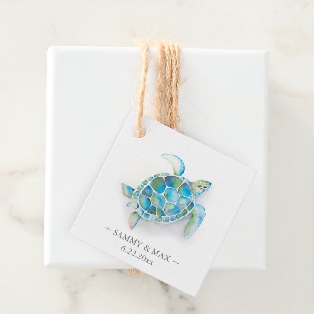 Aquarellmeerschildkröte - Liebesmarken Geschenkanhänger (Beispiel)