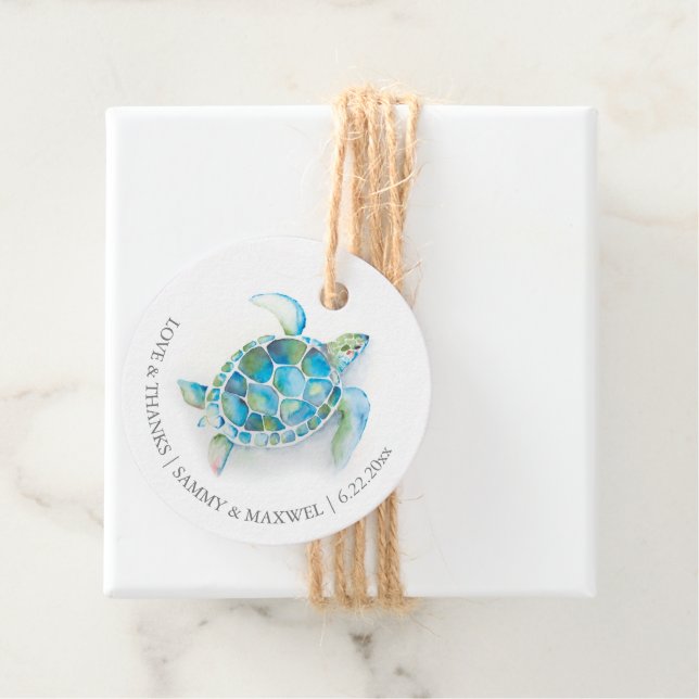 Aquarellmeerschildkröte - Liebesmarken Geschenkanhänger (Beispiel)