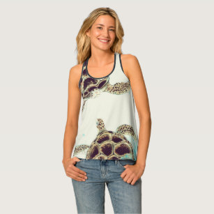 Aquarellmeerschildkröten-Liebe-Designer Frauen Mod Tanktop