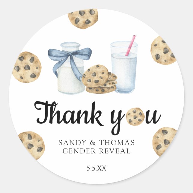 Aquarellmilch & Cookies Vielen Dank für Ihre Gende Runder Aufkleber (Vorderseite)