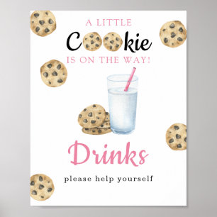 Aquarellmilch & Kekse Babydusche Getränke Poster