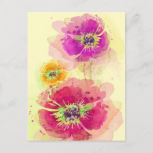 Aquarellmohn 2 postkarte