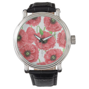 Aquarellmohn Armbanduhr