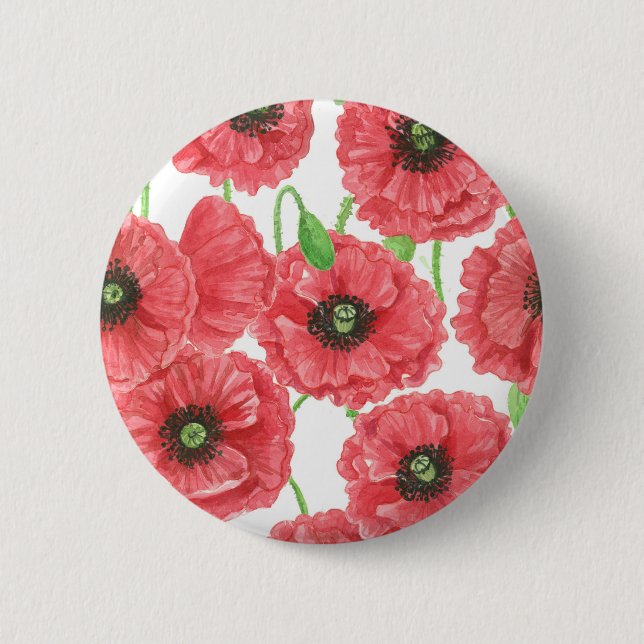 Aquarellmohn Button (Vorderseite)