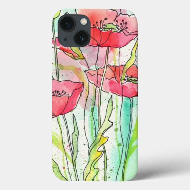 Aquarellmohn Case-Mate iPhone Hülle (Rückseite)