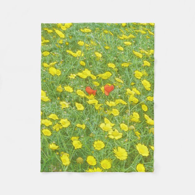 Aquarellmohn Fleecedecke (Vorderseite)