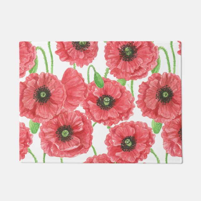 Aquarellmohn Fußmatte (Vorderseite)