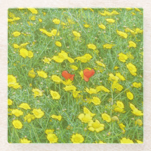 Aquarellmohn Glasuntersetzer