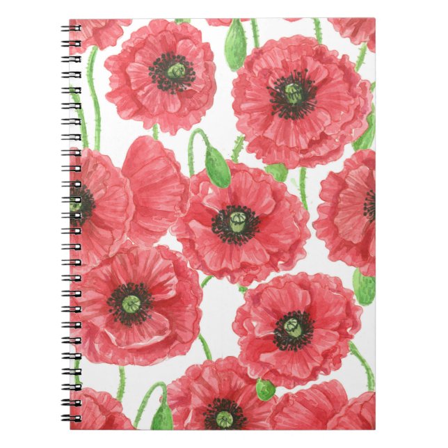 Aquarellmohn Notizblock (Vorderseite)