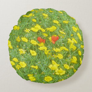 Aquarellmohn Rundes Kissen