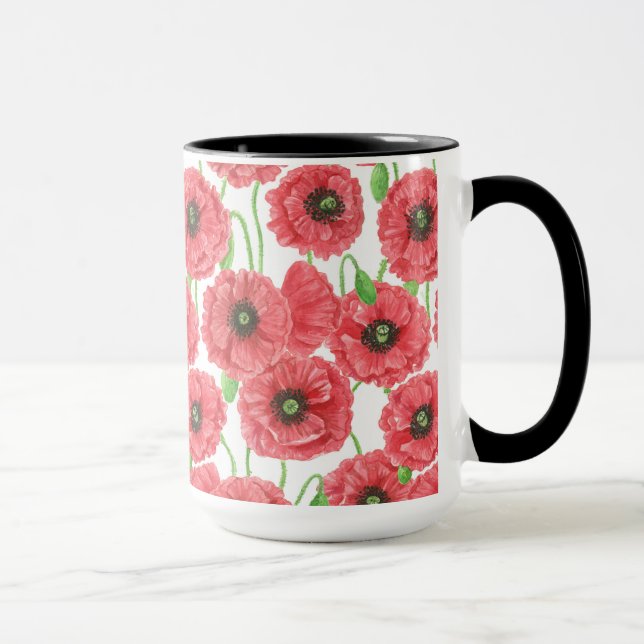 Aquarellmohn Tasse (Rechts)
