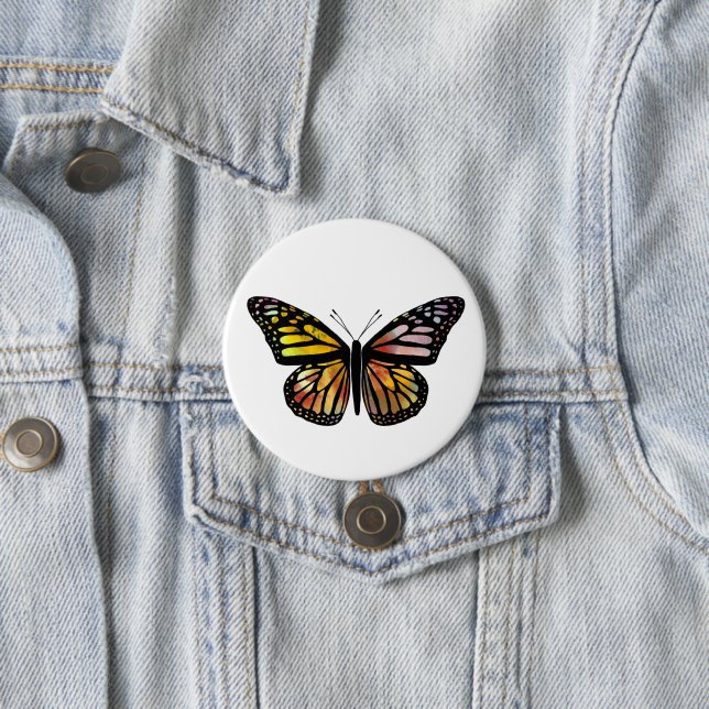 Aquarellmonarch Butterfly farbenfroh gestrichen Button (Beispiel)