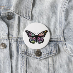 Aquarellmonarch Butterfly farbenfroh gestrichen Button