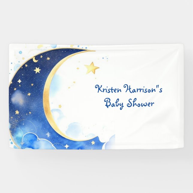 Aquarellmond und SternenBaby-Dusche Banner (Horizontal)