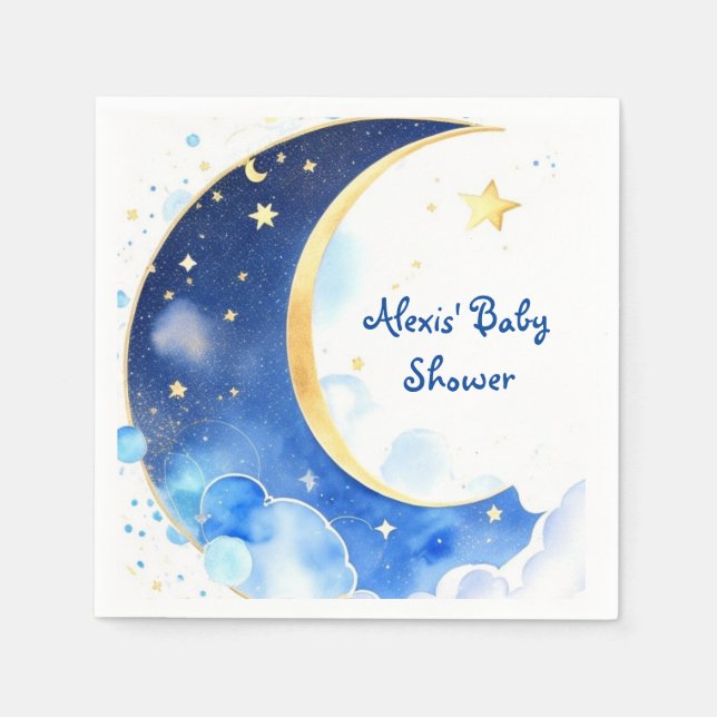 Aquarellmond und SternenBaby-Dusche Serviette (Vorderseite)