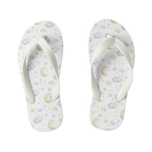 Aquarellmoon-Sterne und Cloud-Muster Kinderbadesandalen