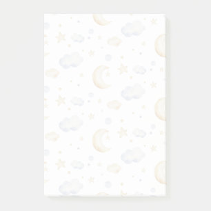 Aquarellmoon-Sterne und Cloud-Muster Post-it Klebezettel