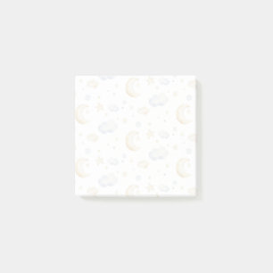 Aquarellmoon-Sterne und Cloud-Muster Post-it Klebezettel