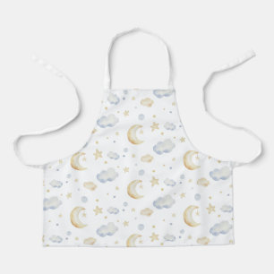 Aquarellmoon-Sterne und Cloud-Muster Schürze