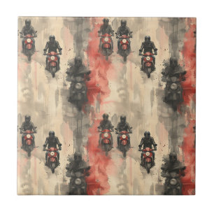 Aquarellmotorräder, Biker, Rennen, Motorräder Fliese