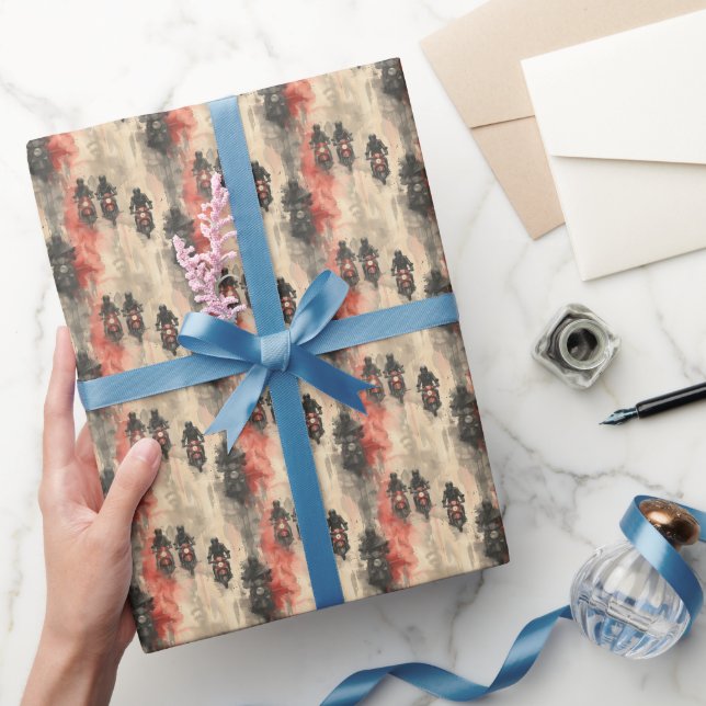 Aquarellmotorräder, Biker, Rennen, Motorräder Geschenkpapier (Schenken)