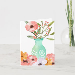 Aquarellmücken, Vase, Muttertag klein Karte