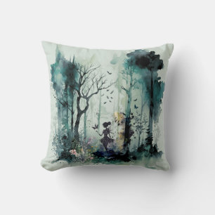 Aquarellmühle im Wald Kissen