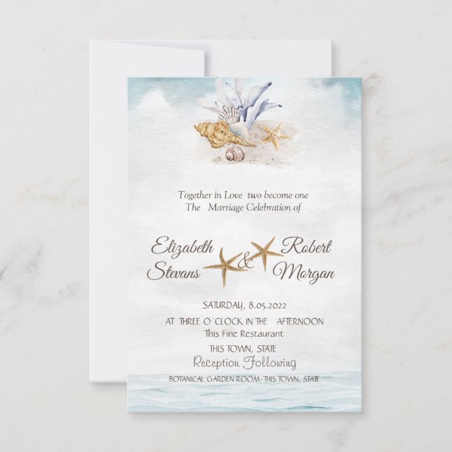 Aquarellmünzen, Einladung zur Hochzeit am Meer (Vorderseite)