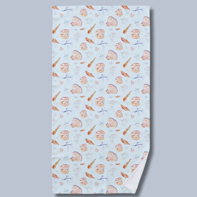 Aquarellmuscheln und Korallenmuster Strandtuch (Von Creator hochgeladen)