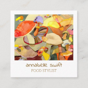 Aquarellmushrooms Food Stylist Quadratische Visitenkarte