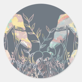 Aquarellmushrooms Runder Aufkleber
