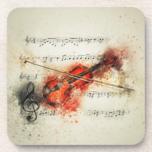 Aquarellmusik und Violine Getränkeuntersetzer