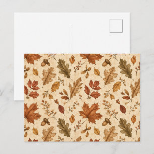 Aquarellmuster Herbstblätter Postkarte