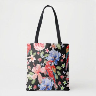 Aquarellmuster mit Blume Rose, Iris, Hibi Tasche