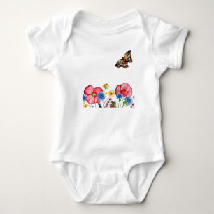 Aquarellmuster mit handgezeichnet Wildblumen Baby Strampler