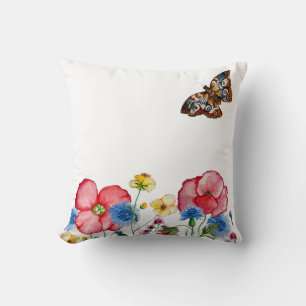 Aquarellmuster mit handgezeichnet Wildblumen Kissen