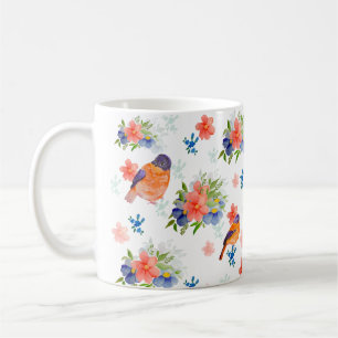 Aquarellmuster mit Vögeln und Blume Kaffeetasse