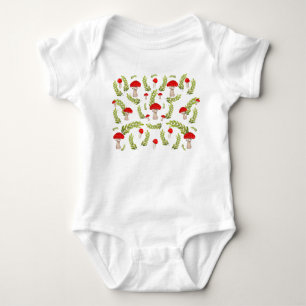 Aquarellmuster von Fliegenagarik und Farnschale Baby Strampler