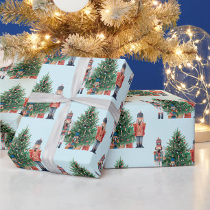 Aquarellnährer und Weihnachtsbaum Geschenkpapier
