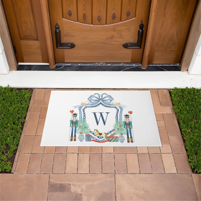 Aquarellnährungsmittel Monogram Wappen Christmas Fußmatte (Außenbereich)