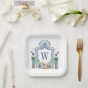 Aquarellnährungsmittel Monogram Wappen Christmas Pappteller
