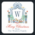 Aquarellnährungsmittel Monogram Wappen Christmas Quadratischer Aufkleber<br><div class="desc">PreppyPrint.com - Feiern Sie Weihnachten im Stil! Fügen Sie Ihre personalisierte Touch hinzu. Übertragen Sie dieses Design auch auf die Produkte Ihrer Wahl! Bitte besuchen Sie meinen Designer-Shop,  PreppyPrint.com,  um die Dinge zu koordinieren.</div>
