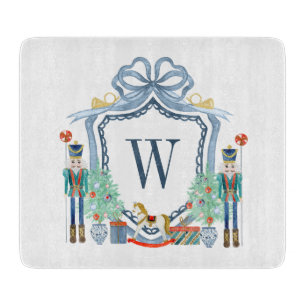 Aquarellnährungsmittel Monogram Wappen Christmas Schneidebrett