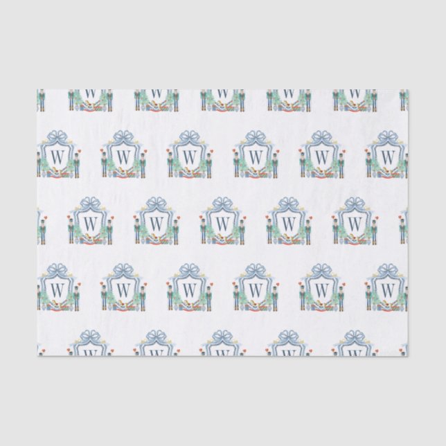 Aquarellnährungsmittel Monogram Wappen Christmas Seidenpapier (Vorderseite)