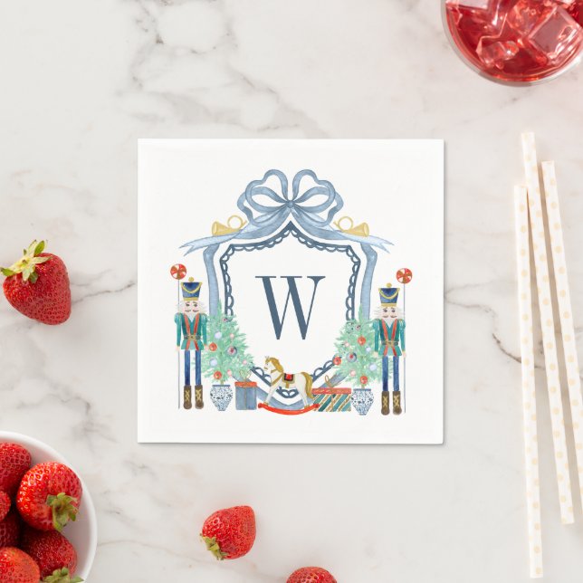Aquarellnährungsmittel Monogram Wappen Christmas Serviette (Beispiel)
